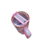 40oz Floral Insulated Tumbler with Handle & Straw – Stainless Steel Travel Cup